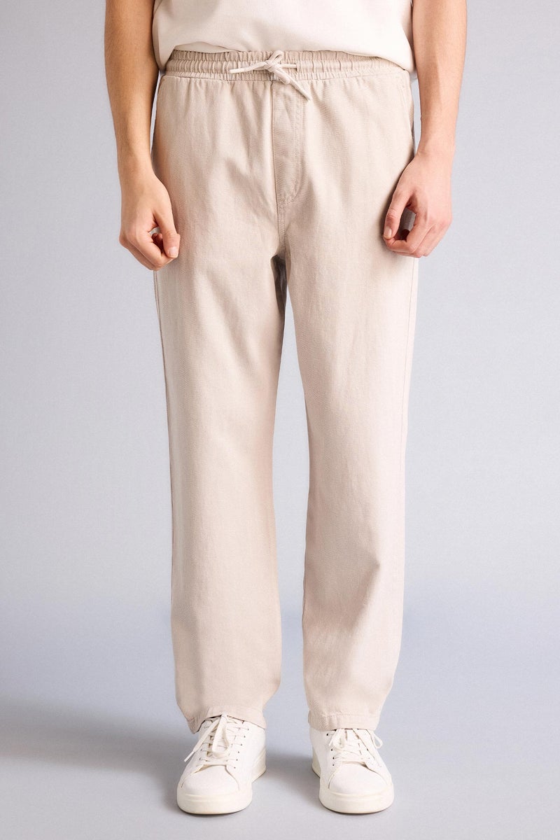 DeFacto Beige Man Baggy Fit Trousers Casual - Image 3